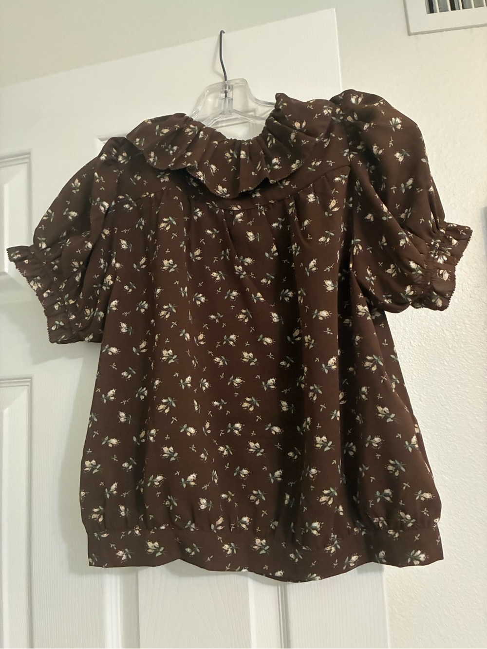 Bohme Bennie Brown Floral Puff Sleeve Button-Front Blouse - Picture 4 of 4